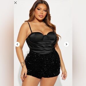 Fashion Nova Black Sequin Romper